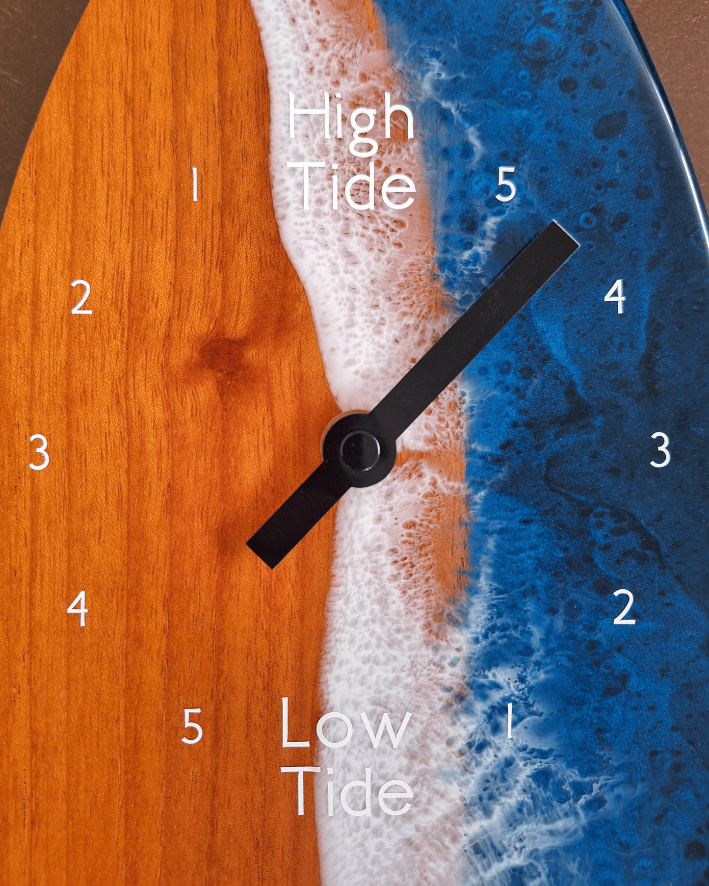 Tide clock, part of the double surfboard shaped clock