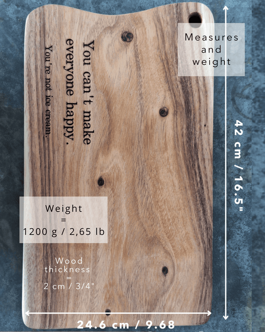 Dimensions of the wooden cutting board : 9.7 x 16.5 inch