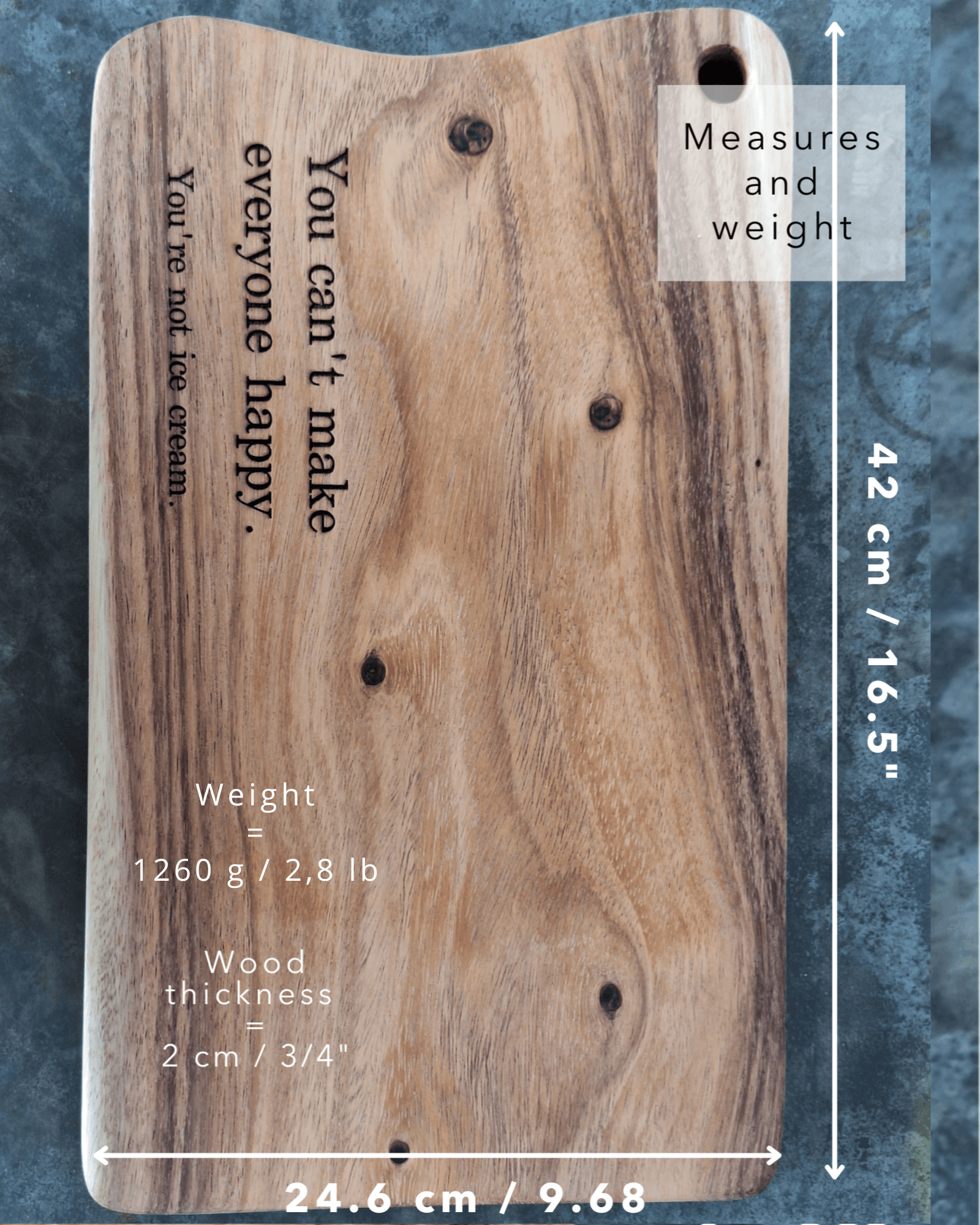 Dimensions of the cutting board : 9.7 inch x 16.5 inch