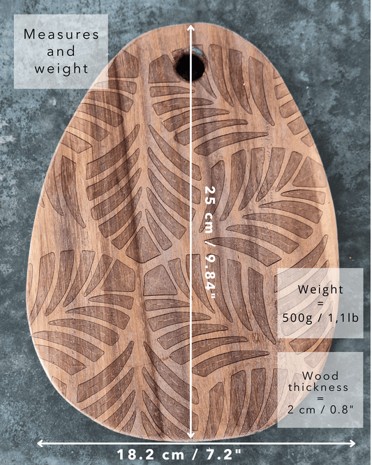 Dimensions of the cutting board : 9,84 by 7.2 inches