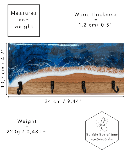Dimensions of the key holder : 4,2 by 9,4 inches
